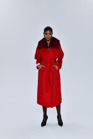 RED CASHMERE LONG COAT