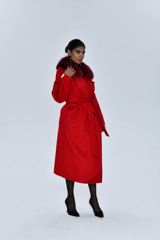 RED CASHMERE LONG COAT