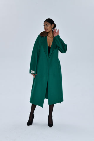 CAHMERE GREEN LONG COAT